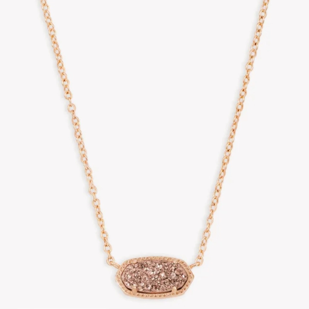 Kendra Scott Elisa Rose Gold Pendant Necklace on Rose Gold Drusy